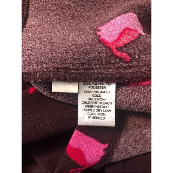 Ann Taylor dark grape colored sheath dress with cat print in Barbie pink XSP - Picture 13 of 14